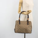 GUCCI GG Canvas Bamboo Hand Bag Beige Silver 112526 Auth 192617A-24