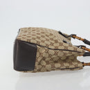 GUCCI GG Canvas Bamboo Hand Bag Beige Silver 112526 Auth 192617A-3