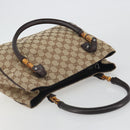 GUCCI GG Canvas Bamboo Hand Bag Beige Silver 112526 Auth 192617A-6