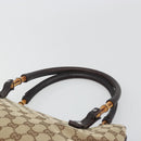 GUCCI GG Canvas Bamboo Hand Bag Beige Silver 112526 Auth 192617A-8