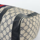 GUCCI GG Supreme Sherry Line Boston Bag PVC Navy Gold Auth 192619-10