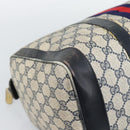 GUCCI GG Supreme Sherry Line Boston Bag PVC Navy Gold Auth 192619-14