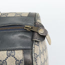 GUCCI GG Supreme Sherry Line Boston Bag PVC Navy Gold Auth 192619-14