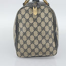 GUCCI GG Supreme Sherry Line Boston Bag PVC Navy Gold Auth 192619-4