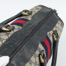 GUCCI GG Supreme Sherry Line Boston Bag PVC Navy Gold Auth 192619-6