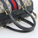 GUCCI GG Supreme Sherry Line Boston Bag PVC Navy Gold Auth 192619-7
