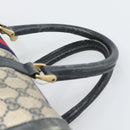 GUCCI GG Supreme Sherry Line Boston Bag PVC Navy Gold Auth 192619-8