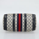 GUCCI GG Supreme Sherry Line Boston Bag PVC Navy Gold Auth 192619-5