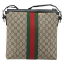 GUCCI GG Supreme Web Sherry Line Shoulder Bag Beige Silver 337111 Auth 192620-3