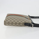 GUCCI GG Supreme Web Sherry Line Shoulder Bag Beige Silver 337111 Auth 192620-4