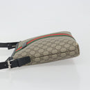 GUCCI GG Supreme Web Sherry Line Shoulder Bag Beige Silver 337111 Auth 192620-4