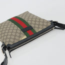 GUCCI GG Supreme Web Sherry Line Shoulder Bag Beige Silver 337111 Auth 192620-6