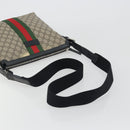 GUCCI GG Supreme Web Sherry Line Shoulder Bag Beige Silver 337111 Auth 192620-7