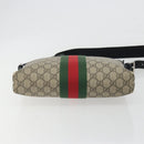 GUCCI GG Supreme Web Sherry Line Shoulder Bag Beige Silver 337111 Auth 192620-5