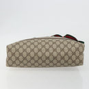 GUCCI GG Supreme Web Sherry Line Bag PVC Beige Gold 002 58 6487 Auth 192622A-9