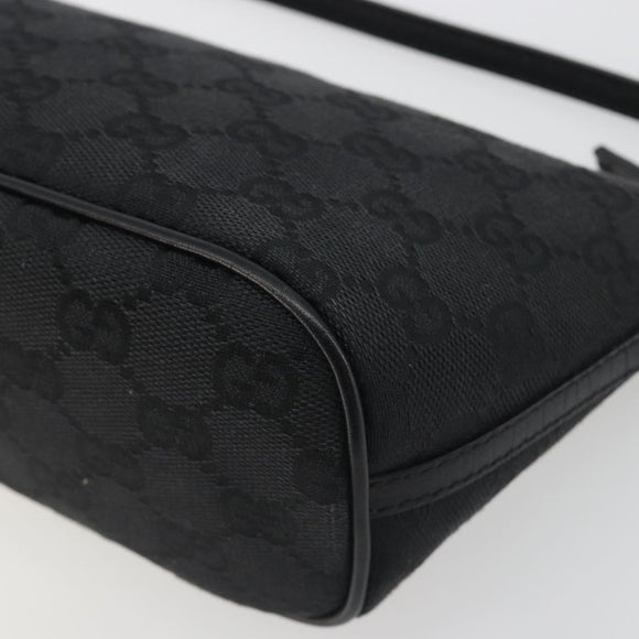 GUCCI GG Canvas Accessory Pouch Black Silver 07198 Auth 192624A