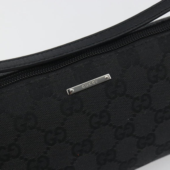 GUCCI GG Canvas Accessory Pouch Black Silver 07198 Auth 192624A