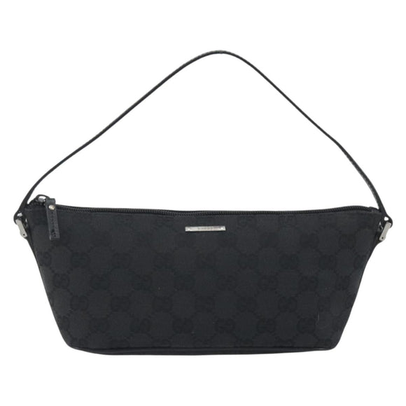 GUCCI GG Canvas Accessory Pouch Black Silver 07198 Auth 192624A