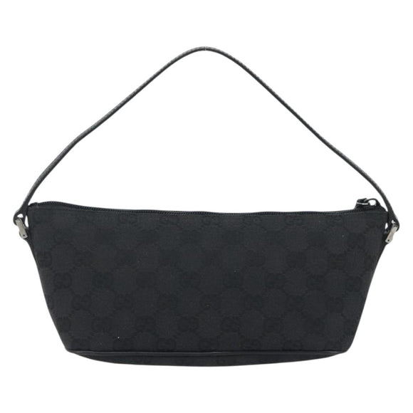 GUCCI GG Canvas Accessory Pouch Black Silver 07198 Auth 192624A
