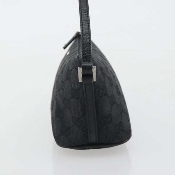 GUCCI GG Canvas Accessory Pouch Black Silver 07198 Auth 192624A