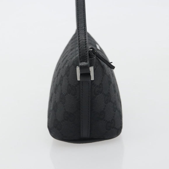 GUCCI GG Canvas Accessory Pouch Black Silver 07198 Auth 192624A