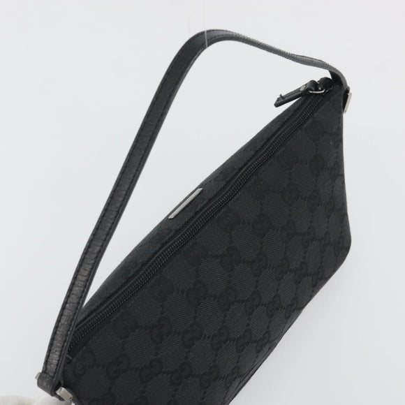 GUCCI GG Canvas Accessory Pouch Black Silver 07198 Auth 192624A