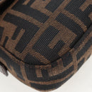 FENDI Zucca Canvas Mamma Baguette Shoulder Bag Brown Black Auth 192625SAM-15