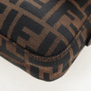 FENDI Zucca Canvas Mamma Baguette Shoulder Bag Brown Black Auth 192625SAM-16
