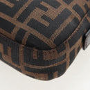 FENDI Zucca Canvas Mamma Baguette Shoulder Bag Brown Black Auth 192625SAM-18
