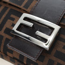 FENDI Zucca Canvas Mamma Baguette Shoulder Bag Brown Black Auth 192625SAM-19