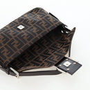 FENDI Zucca Canvas Mamma Baguette Shoulder Bag Brown Black Auth 192625SAM-20