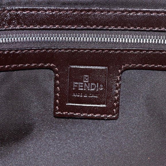 FENDI Zucca Canvas Mamma Baguette Shoulder Bag Brown Black Auth 192625SAM