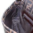 FENDI Zucca Canvas Mamma Baguette Shoulder Bag Brown Black Auth 192625SAM-23