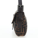 FENDI Zucca Canvas Mamma Baguette Shoulder Bag Brown Black Auth 192625SAM-3