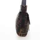 FENDI Zucca Canvas Mamma Baguette Shoulder Bag Brown Black Auth 192625SAM-4