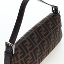 FENDI Zucca Canvas Mamma Baguette Shoulder Bag Brown Black Auth 192625SAM-6