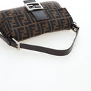FENDI Zucca Canvas Mamma Baguette Shoulder Bag Brown Black Auth 192625SAM-7
