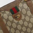 GUCCI GG Supreme Web Sherry Line Hand Bag PVC Beige Gold 98 02 007 Auth 192627-18