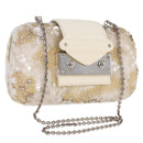 LOUIS VUITTON Minodiere Petit Tresor Bag Sequin White Silver LV Auth 192631SAM-1