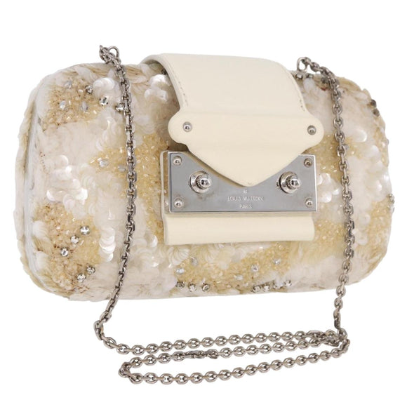 LOUIS VUITTON Minodiere Petit Tresor Bag Sequin White Silver LV Auth 192631SAM