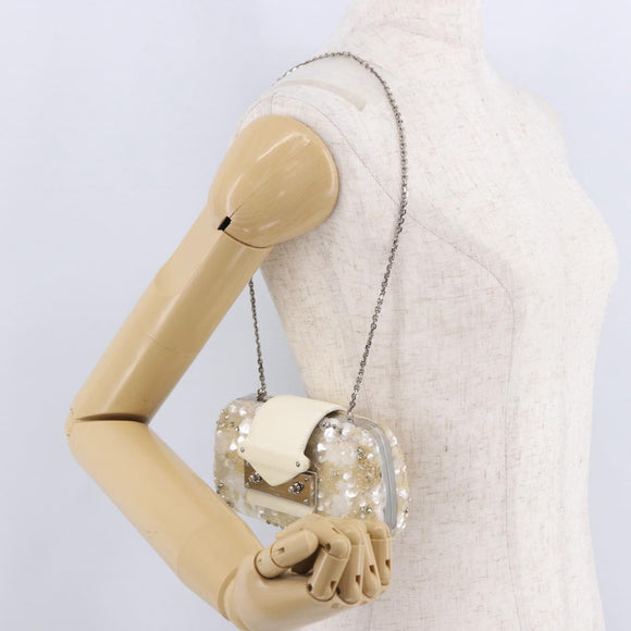 LOUIS VUITTON Minodiere Petit Tresor Bag Sequin White Silver LV Auth 192631SAM