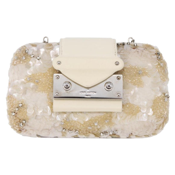 LOUIS VUITTON Minodiere Petit Tresor Bag Sequin White Silver LV Auth 192631SAM