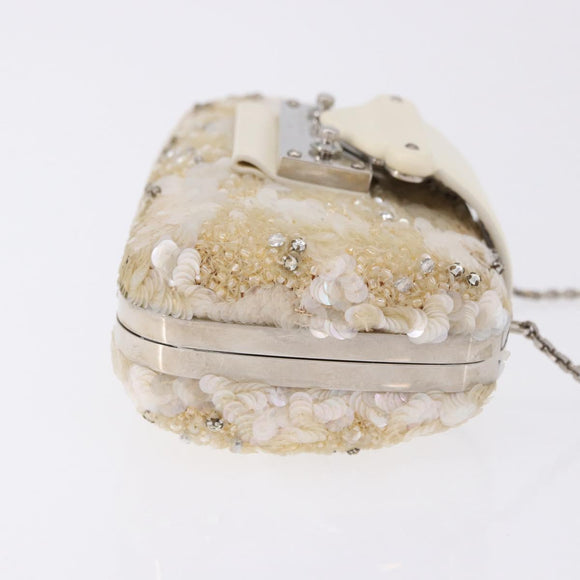 LOUIS VUITTON Minodiere Petit Tresor Bag Sequin White Silver LV Auth 192631SAM