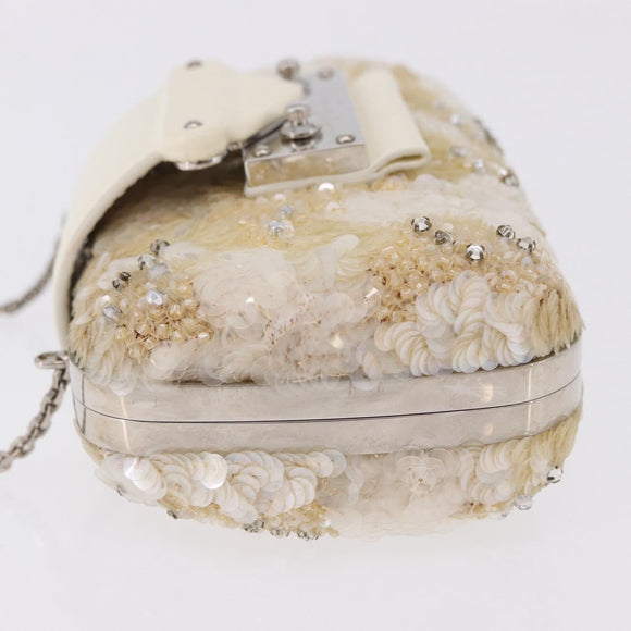 LOUIS VUITTON Minodiere Petit Tresor Bag Sequin White Silver LV Auth 192631SAM