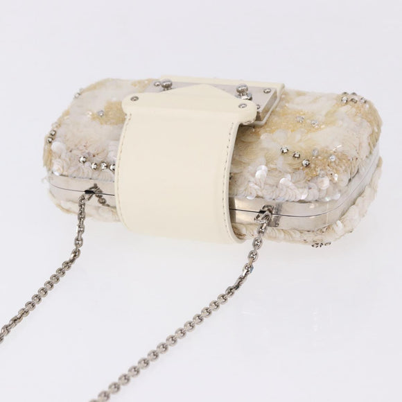 LOUIS VUITTON Minodiere Petit Tresor Bag Sequin White Silver LV Auth 192631SAM