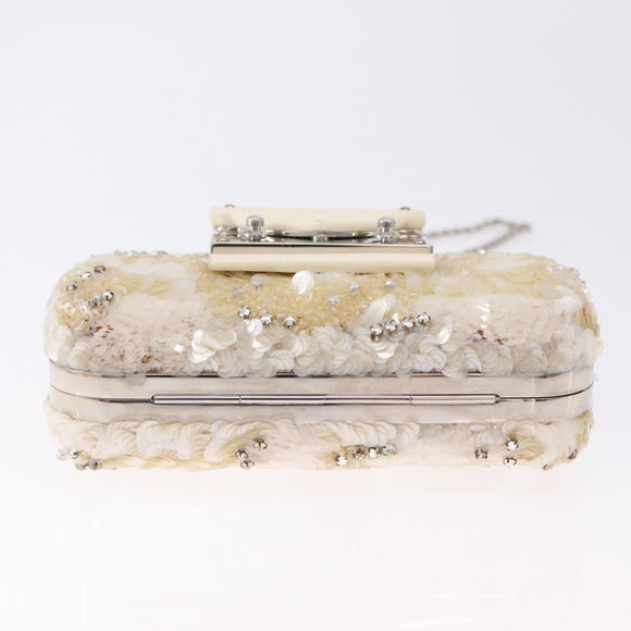 LOUIS VUITTON Minodiere Petit Tresor Bag Sequin White Silver LV Auth 192631SAM