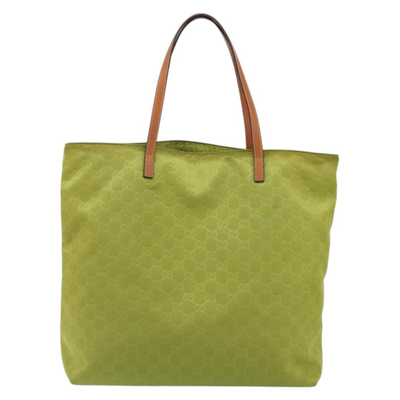 GUCCI GG Canvas Guccissima Tote Bag Nylon Green 295252 Auth 192643