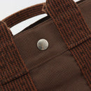 HERMES Her Line PM Hand Bag Canvas Brown Silver Auth 192649A-17