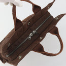 HERMES Her Line PM Hand Bag Canvas Brown Silver Auth 192649A-6