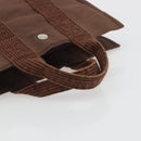 HERMES Her Line PM Hand Bag Canvas Brown Silver Auth 192649A-7